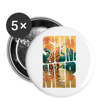 Sommer mit Palmen - Buttons groß 56 mm (5er Pack) - Weiß - Vorne