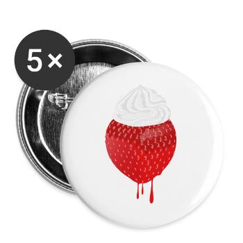 Fraise à la crème – Un design délicieux pour l’été - Lot de 5 grands badges (56 mm) - blanc - Devant
