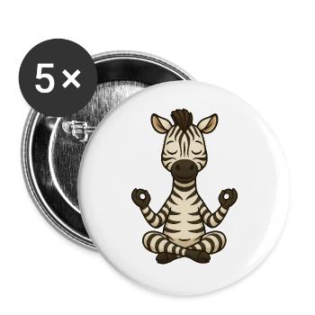 Cute Zebra Yoga Meditation Relaxation Cartoon - Buttons large 2.2''/56 mm (5-pack) - white - Front