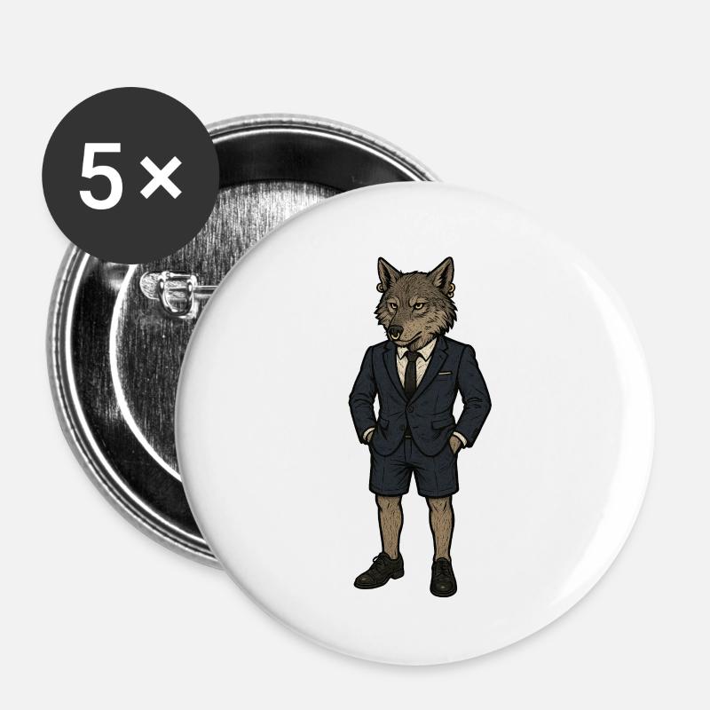 Successful wolf - Buttons large 2.2''/56 mm (5-pack) - white