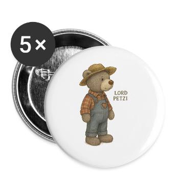 Lord Petzi Farmer - Buttons groß 56 mm (5er Pack) - Weiß - Vorne