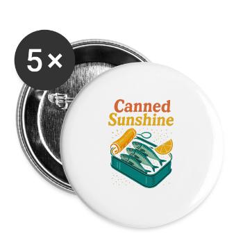 Canned Sunshine – Sardine Pop-Art Tea - Buttons large 2.2''/56 mm (5-pack) - white - Front