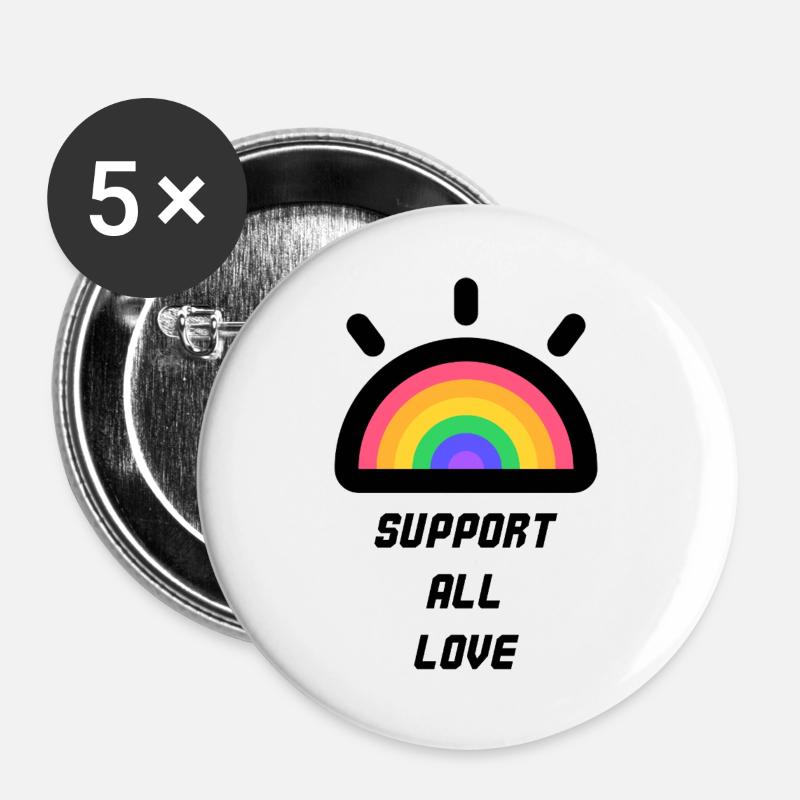 Support All Love - Buttons groß 56 mm (5er Pack) - Weiß
