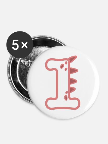 Zahl 1 - Buttons groß 56 mm (5er Pack) - Weiß