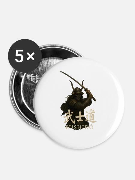 Ehre. Mut. Disziplin. Bushidō. - Buttons groß 56 mm (5er Pack) - Weiß