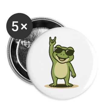 Rock'n'Ribbit - Buttons large 2.2''/56 mm (5-pack) - white - Front