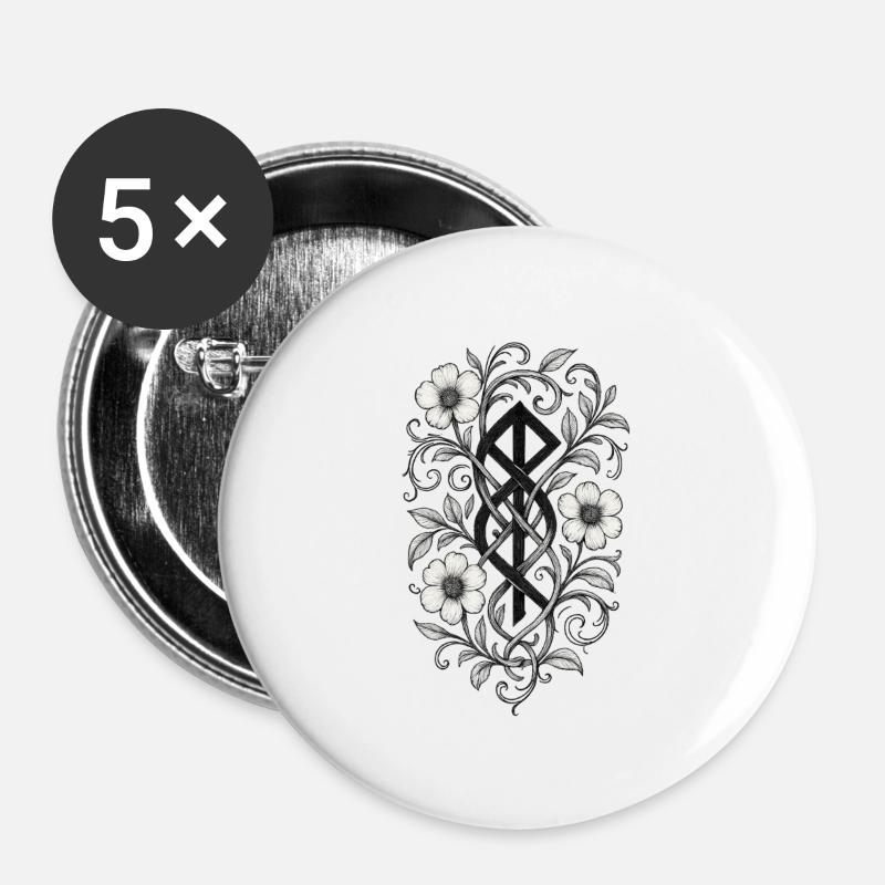 Floral Justice - Buttons large 2.2''/56 mm (5-pack) - white