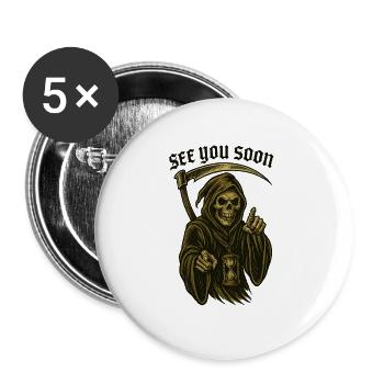 Old school mower – SEE YOU SOON - Buttons large 2.2''/56 mm (5-pack) - white - Front