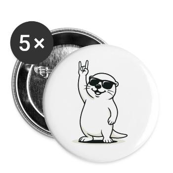 Rockin' Otter - Buttons groß 56 mm (5er Pack) - Weiß - Vorne