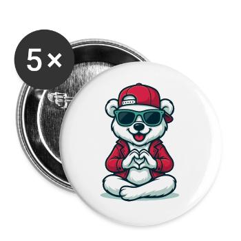 Chill Heart Bear - Buttons large 2.2''/56 mm (5-pack) - white - Front