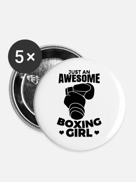 Boxer Mädchen - Buttons groß 56 mm (5er Pack) - Weiß