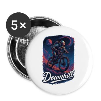 MTB Mountainbiking Downhill Astronaut Geschenk - Buttons groß 56 mm (5er Pack) - Weiß - Vorne