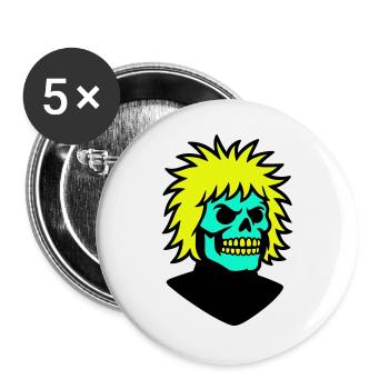 Skullman mit cooler Frisur - Buttons groß 56 mm (5er Pack) - Weiß - Vorne