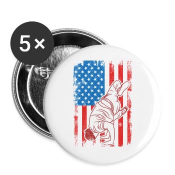 4th of July USA Breakdance - Buttons large 2.2''/56 mm (5-pack) - white - Front