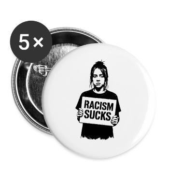 Racism Sucks - Buttons large 2.2''/56 mm (5-pack) - white - Front