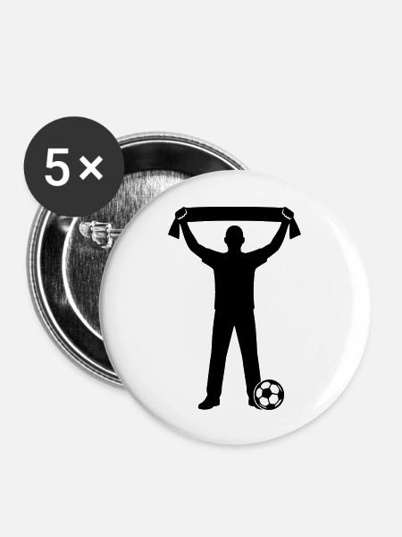 Fussball Fan Silhouette - Buttons groß 56 mm (5er Pack) - Weiß