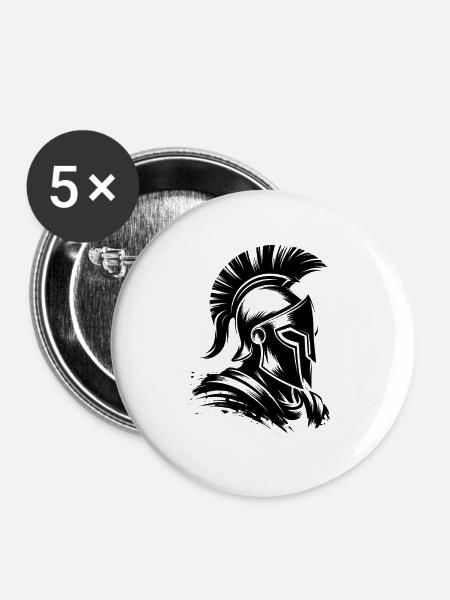 Spartan Black - Buttons groß 56 mm (5er Pack) - Weiß