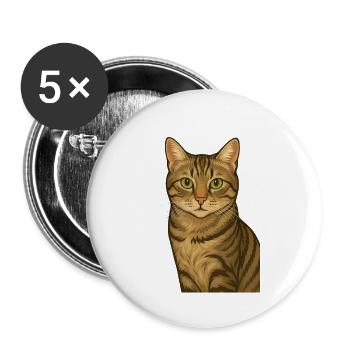 Stolze Tigerkatze - Buttons groß 56 mm (5er Pack) - Weiß - Vorne