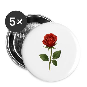 Rote Rose Kunstmotiv Druck - Buttons groß 56 mm (5er Pack) - Weiß - Vorne
