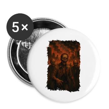 Zombiewelt - Buttons groß 56 mm (5er Pack) - Weiß - Vorne