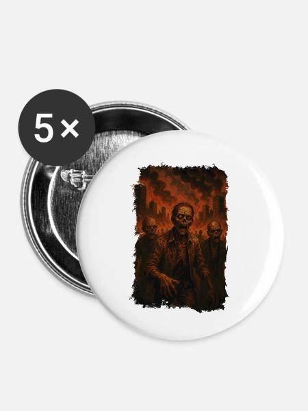 Zombiewelt - Buttons groß 56 mm (5er Pack) - Weiß
