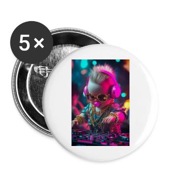 DJ Baby Droppin' Beats - Lot de 5 grands badges (56 mm) - blanc - Devant