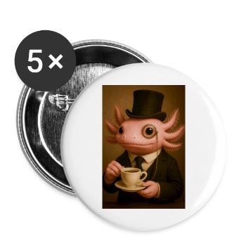 Dapper Axolotl with Coffee - Buttons large 2.2''/56 mm (5-pack) - white - Front
