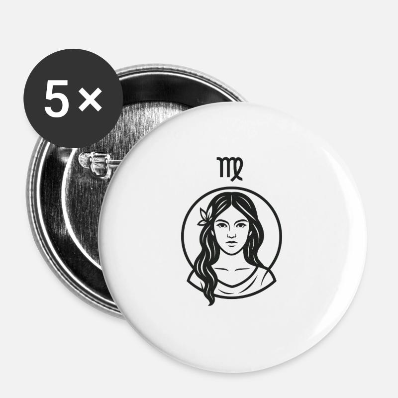 Zodiac sign Virgo - Buttons large 2.2''/56 mm (5-pack) - white