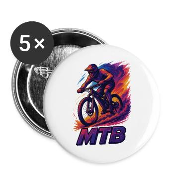 VTT VTT VTT Cadeau VTT - Lot de 5 grands badges (56 mm) - blanc - Devant