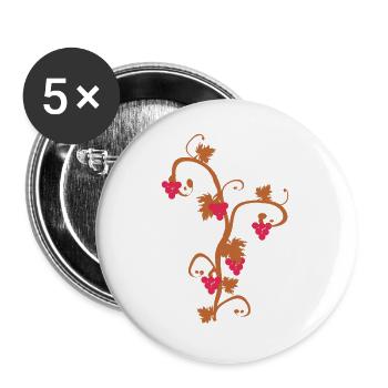 weintrauben und Ranke - Buttons groß 56 mm (5er Pack) - Weiß - Vorne