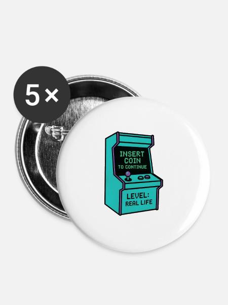 Retro Gaming Arcade Artwork - Buttons groß 56 mm (5er Pack) - Weiß