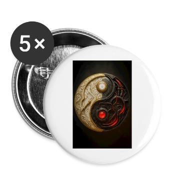 Cyber Yin Yang Gleichgewicht - Buttons groß 56 mm (5er Pack) - Weiß - Vorne