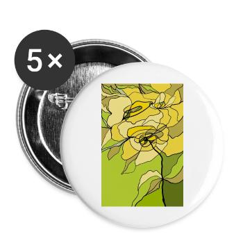 Blumen - Buttons groß 56 mm (5er Pack) - Weiß - Vorne