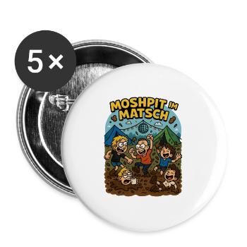 Festival Crew Crowd im Matsch Festival Camping - Buttons groß 56 mm (5er Pack) - Weiß - Vorne