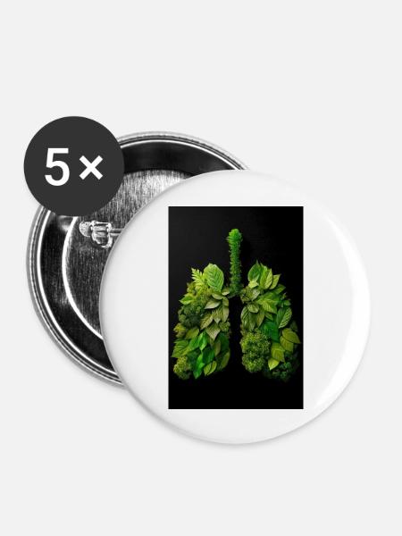 Grüne Lungen der Natur - Buttons groß 56 mm (5er Pack) - Weiß