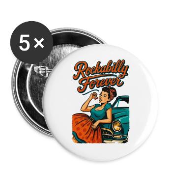 Rockabilly Forever Cherries Wife 50s Gift - Buttons large 2.2''/56 mm (5-pack) - white - Front
