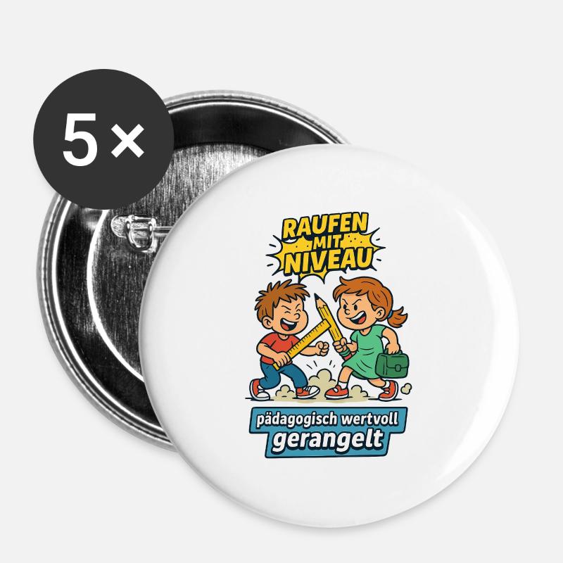 Raufen mit Niveau - Buttons groß 56 mm (5er Pack) - Weiß
