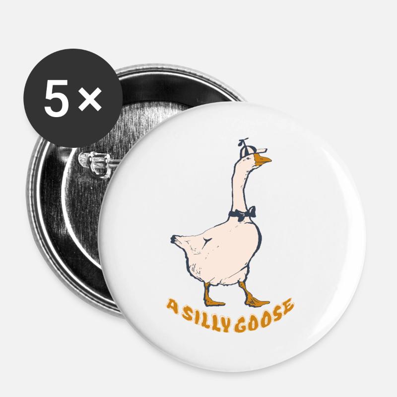 THE SILLY GOOSE - Buttons large 2.2''/56 mm (5-pack) - white