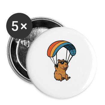 capybara paragleiten gleitschirm - Buttons groß 56 mm (5er Pack) - Weiß - Vorne