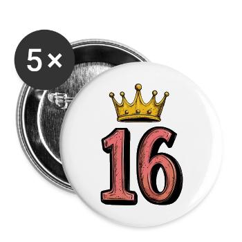 16 Number Crown - Buttons large 2.2''/56 mm (5-pack) - white - Front