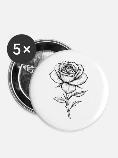 Rose transparent - Buttons groß 56 mm (5er Pack) - Weiß