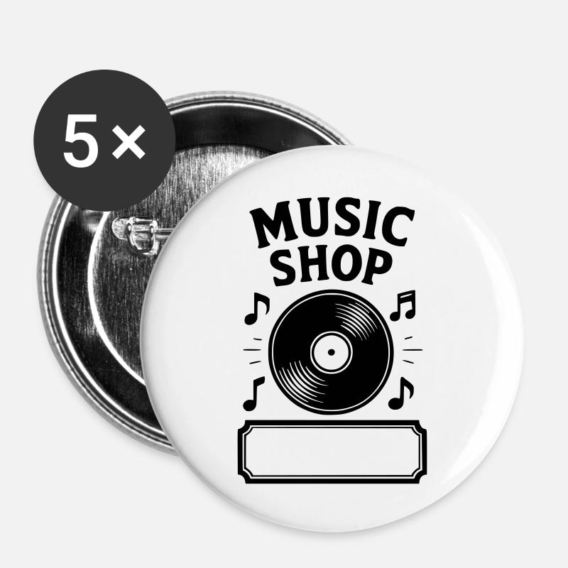 Music Shop Vinyl - Buttons large 2.2''/56 mm (5-pack) - white