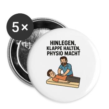Allongez-vous, taisez-vous, physio POWER - Lot de 5 grands badges (56 mm) - blanc - Devant