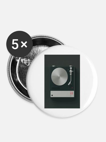 Minimalistischer Retro-Plattenspieler - Buttons groß 56 mm (5er Pack) - Weiß
