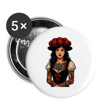 Bollenhut Tattoo Femme Forêt-Noire Fribourg Home - Lot de 5 grands badges (56 mm) - blanc - Devant