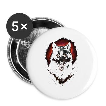 Dark Wolf Intense Night Creature Red Halo - Buttons large 2.2''/56 mm (5-pack) - white - Front