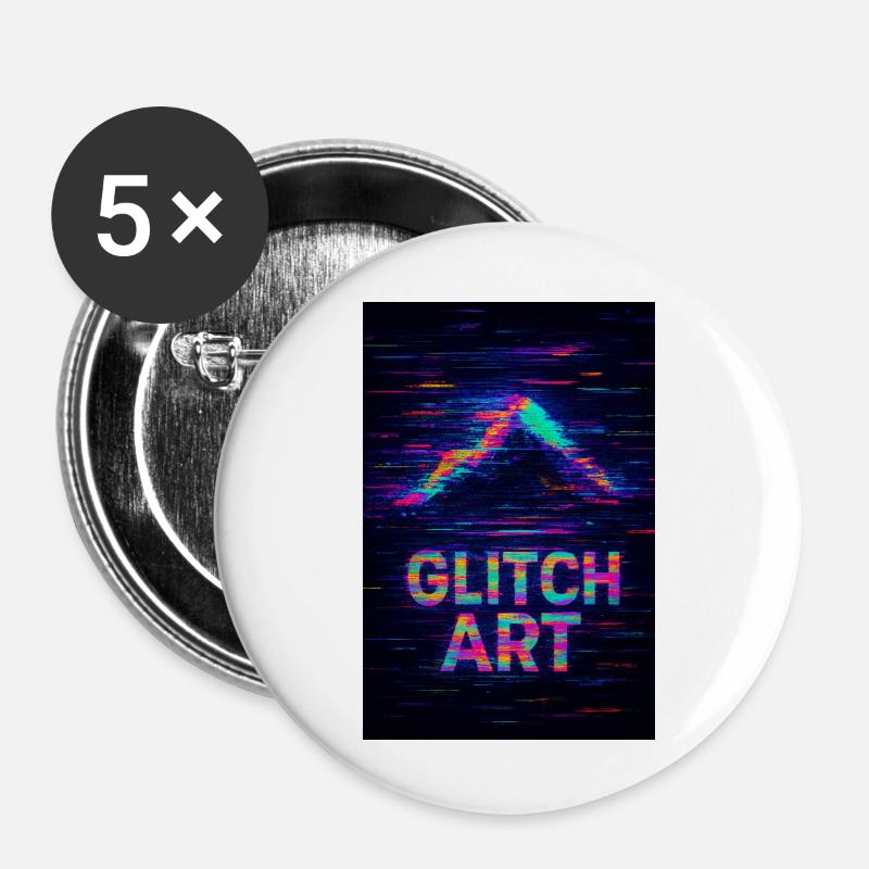 Glitch Art - Buttons large 2.2''/56 mm (5-pack) - white