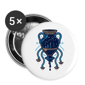 Cyber Amphora – Star City - Buttons large 2.2''/56 mm (5-pack) - white - Front