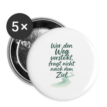 Citation motivante avec des éléments de voie navigable - Lot de 5 grands badges (56 mm) - blanc - Devant