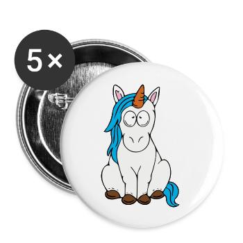 Einhorn - Buttons groß 56 mm (5er Pack) - Weiß - Vorne
